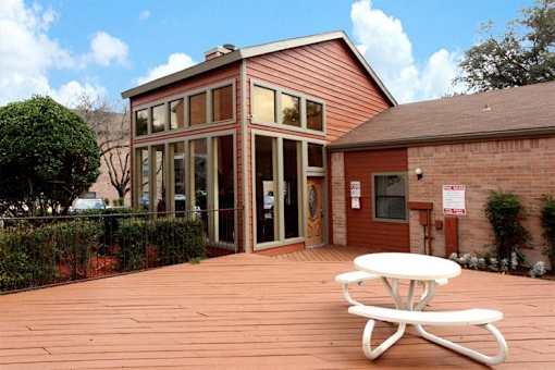 Exterior of clubhouse at Brook Meadow Village, Austin