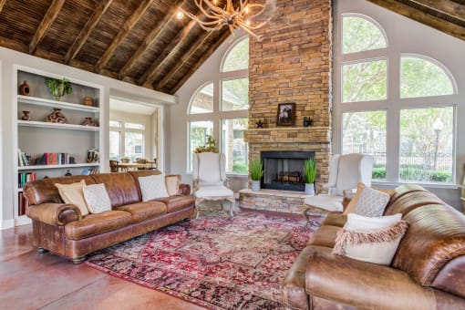 Lounge Area With Fireplace at Cornerstone Ranch, Katy, Texas