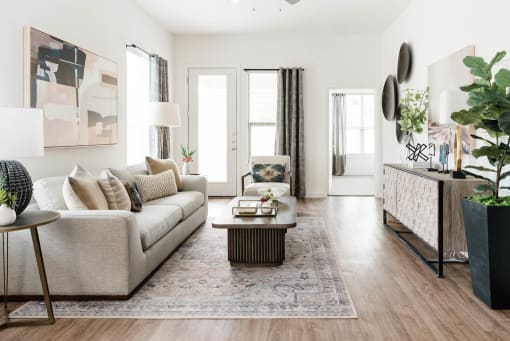 Living Room With Nice Windows at Villas of Leander Hills, Leander, TX 78641