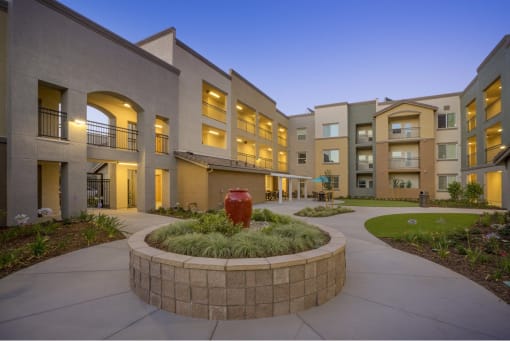 Arbor Creek Senior grounds with planter