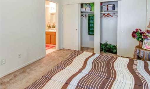 Bedroom and closets at Carriage Stone