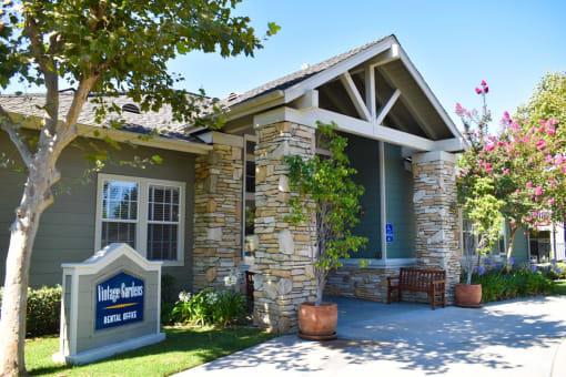 Vintage Gardens rental office exterior and sign
