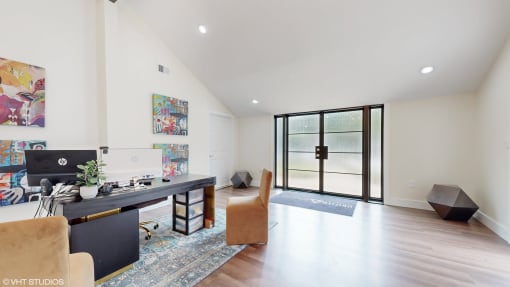 Office area with desk at The Vale Apartments and Townhomes, Cordova