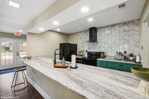 community clubroom with kitchen at The Birches Apartment Homes, Memphis, TN