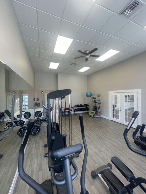 our gym is equipped with state of the art equipment including cardio equipment and weights at Whispering Oaks, Conroe ? 