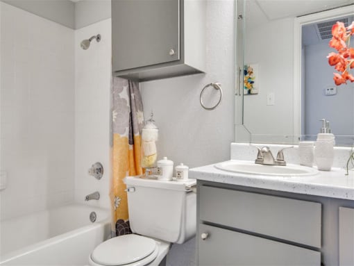 Luxurious Bathrooms at Wildwood Apartments, CLEAR Property Management, Austin, 78752
