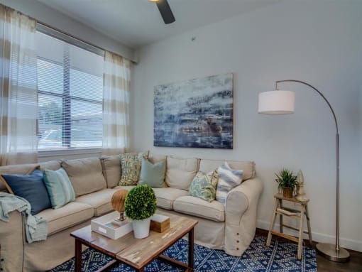 Living Room With Expansive Window at Aviator at Brooks Apartments, San Antonio, 78235