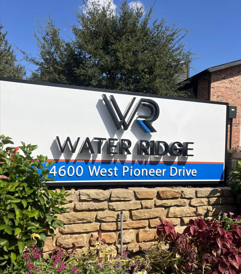 A sign for Water Ridge at 4600 West Pioneer Drive at Water Ridge Apartments , Texas, 75061