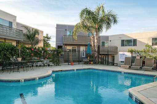 the swimming pool at the apartments for rent