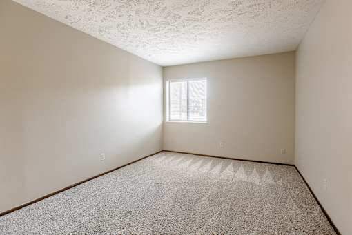 A room with a carpeted floor and a window letting in light. Omaha, NE Stony Brook Apartments