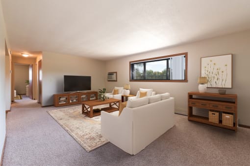 Spacious Living Room at Parkview Arms Apartments in Bismarck, ND