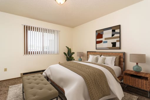 our apartments offer a bedroom with a king sized bed. Grand Forks, ND Chandler 1898 Apartments