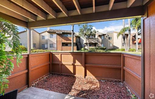 Porch at The Oaks Apartments, Upland, CA, 91786