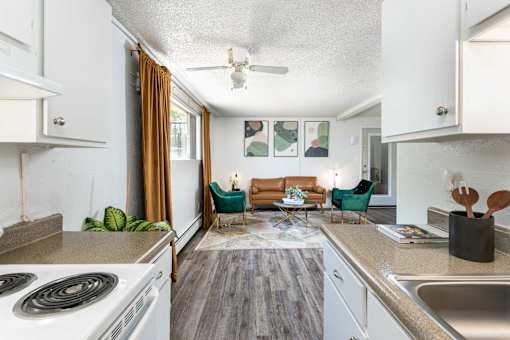 the preserve at ballantyne commons apartment living room and kitchen