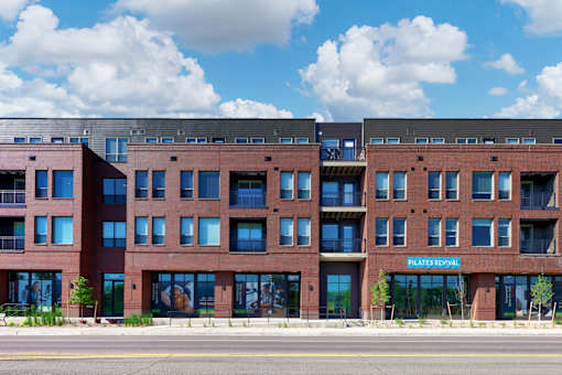 A large brick building with the words