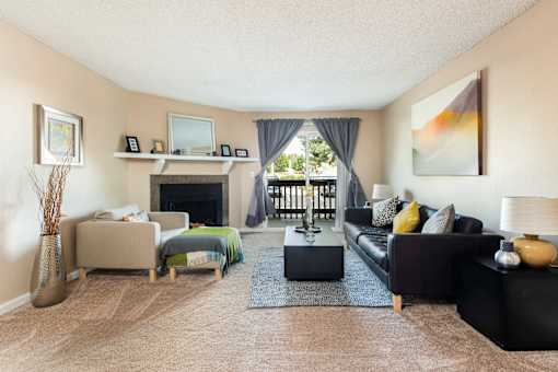3D floor plan image of a one-bedroom one-bathroom apartment in Aurora Colorado