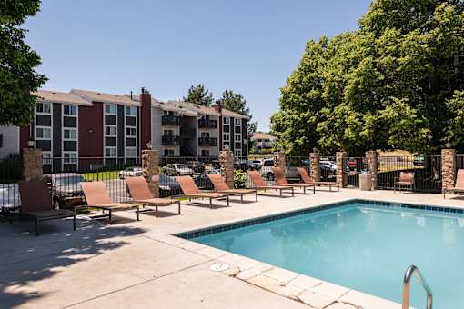 our apartments have a swimming pool with lounge chairs