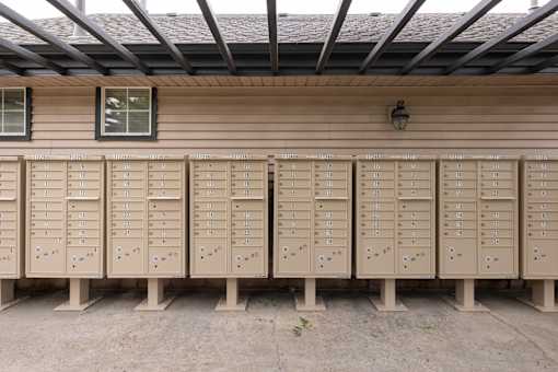 a group of lockers on the side of a building