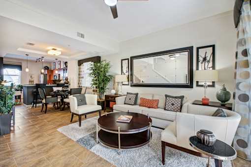 a living room with a couch and a coffee table