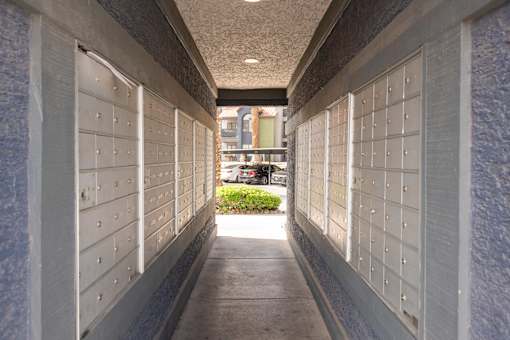 a row of lockers on the side of a building