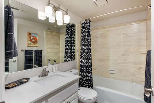 a bathroom with a sink and a toilet and a tub