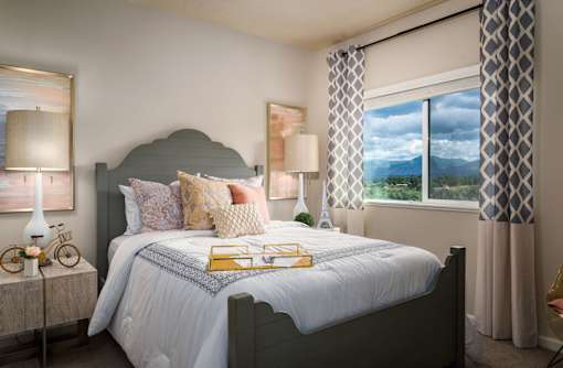 Bedroom with mountain views