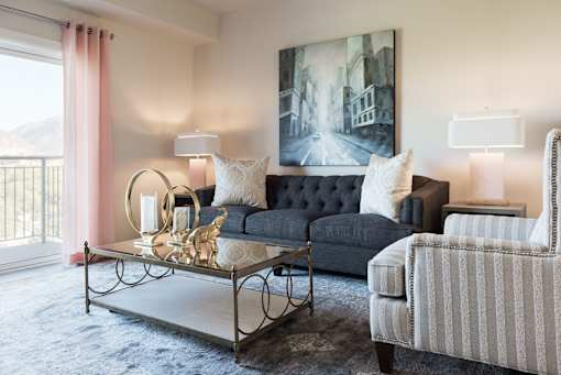 a living room with a couch and a coffee table