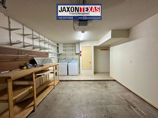 single car garage with washer and dryer included