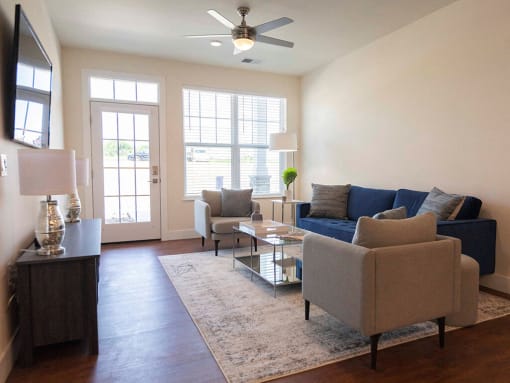 Contemporary Living Room at Cedar Place Apartments, Wisconsin