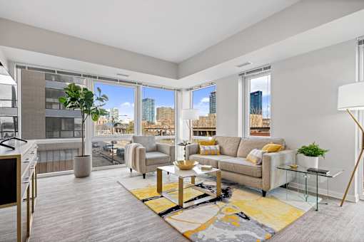 Modern Living Room at 23rd Place Apartments, Illinois, 60616