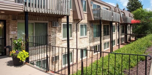View of apartments with balconettes in Eagan, MN. 