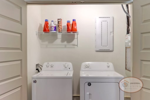 In unit laundry hookups for washer and dryer.