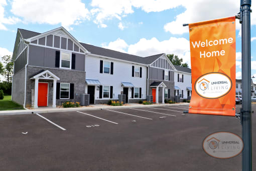 An orange banner reading  "Welcome Home."
