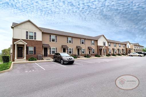 The front of a two and three bedroom apartment home.