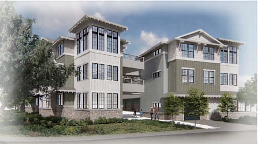 a rendering of a large apartment building