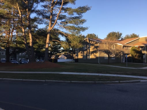View of buildings and landscaped grounds