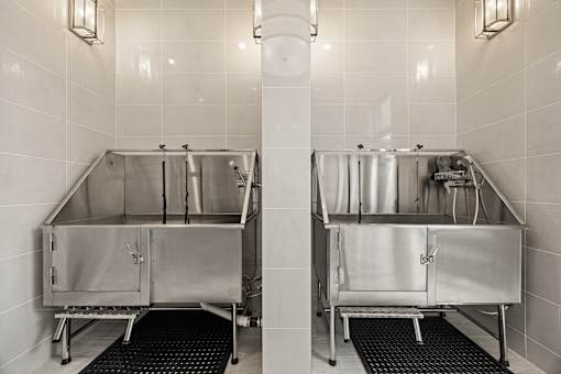 Stainless steel commercial pet washing stations at Ardmore at Prosperity Apartments, Knoxville, 37932