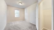 a large window with a light shining through it