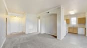a blurry picture of a room with a window and a door