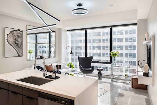 Kitchen and Living Area at 220 Meridian, Indianapolis, IN 46204