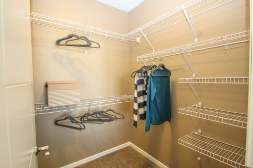 a spacious walk in closet at The Flats at Cedar Grove, Eagan, 55122