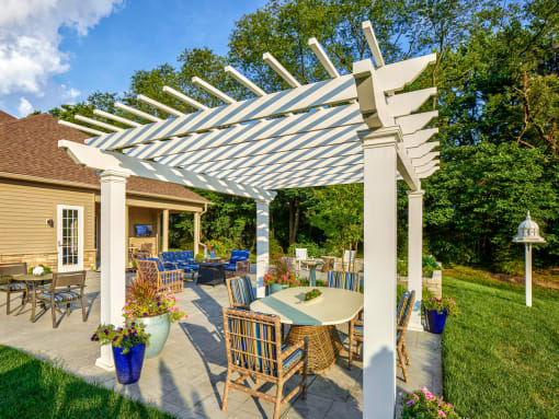 Outdoor seating at Siena Luxury Residences, Cinnaminson