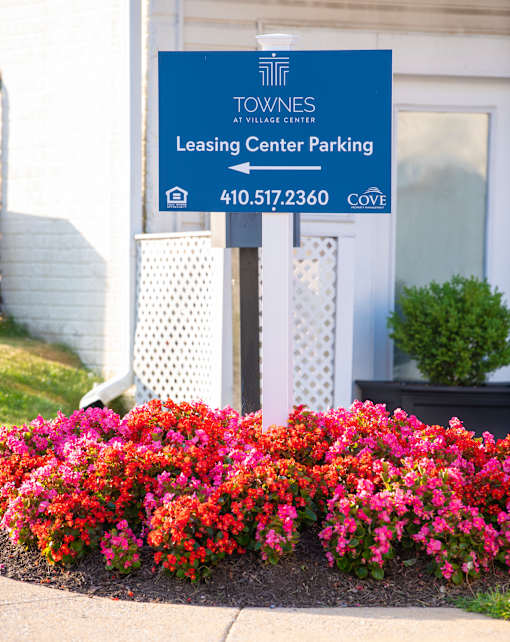 Entry signboard at Townes at Village Center, Maryland, 21136