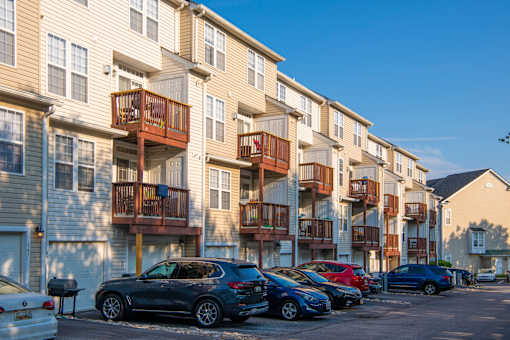 Parked cars at Townes at Village Center, Reisterstown, Maryland