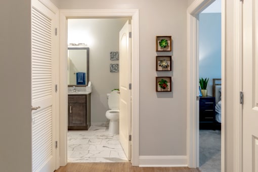 Bedroom with bathroom at Siena Luxury Residences, Cinnaminson, NJ, 08077