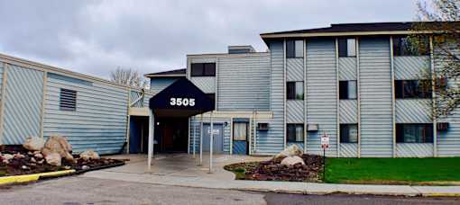 A blue building with the number 3505 on it.