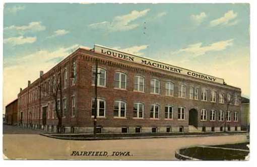 A postcard of the Louden Machinery Company in Fairfield, Iowa.