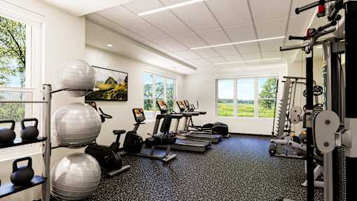 A well-equipped gym with a variety of exercise equipment.