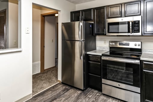 Fully equipped remodeled kitchen at Southwest Gables Apartments, Omaha NE