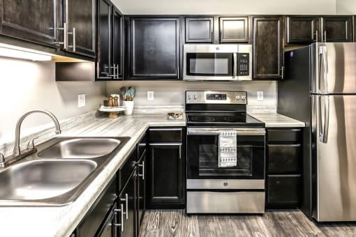 Large remodeled kitchen at Southwest Gables Apartments, Omaha NE